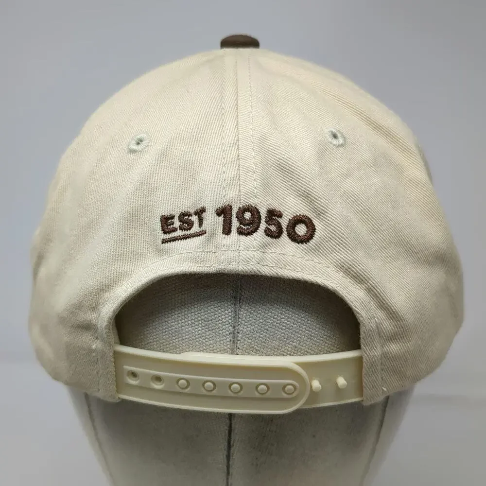 Dunkin' 5 Panel Hat Beige One Size Snapback Upside Down Logo Brown Brim Est 1950